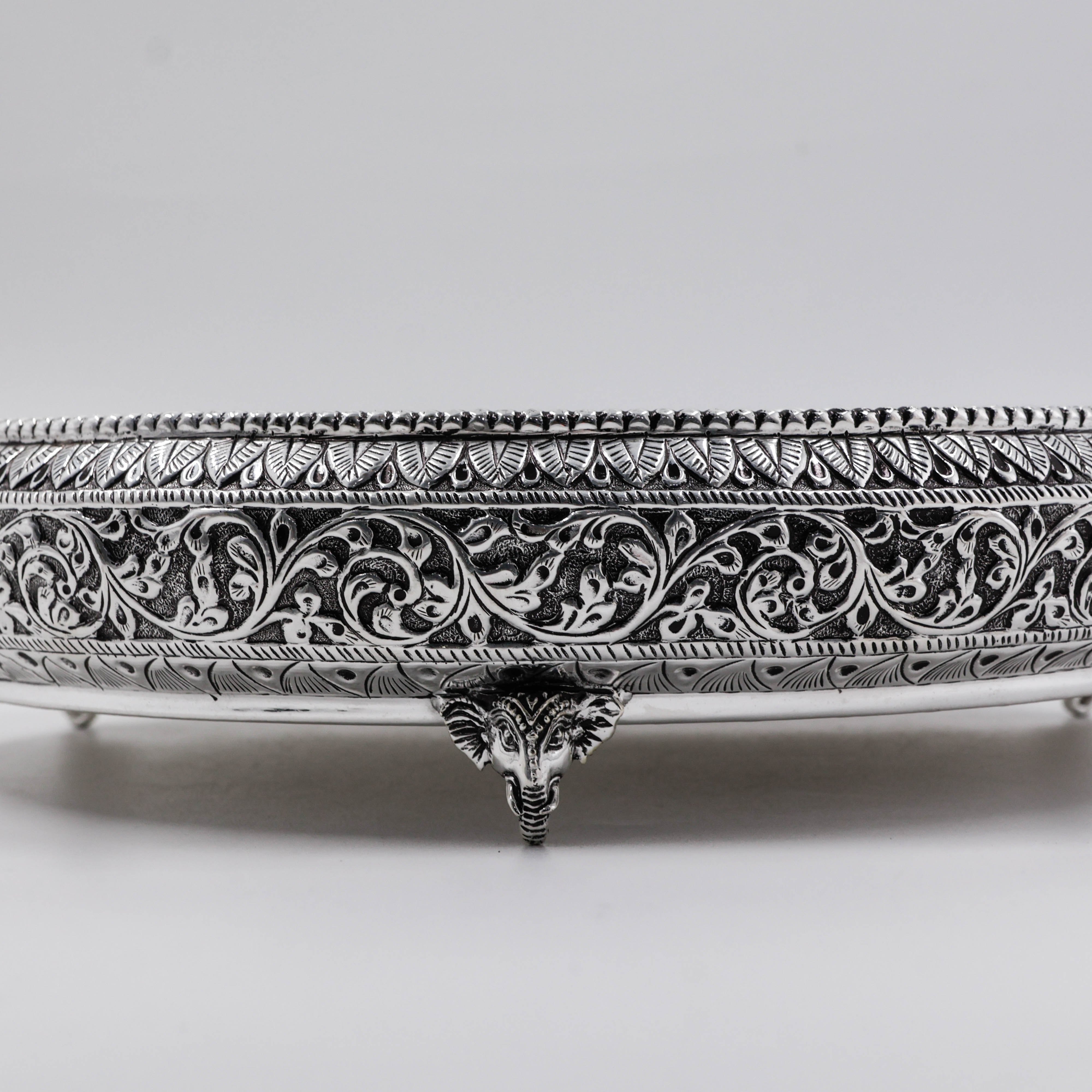 New Akshaya Jewellers - Silver Elephant Leg Plate Anitque Finish-92.5 Purity